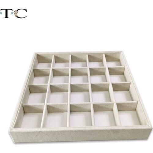 2019 Newest Gray Velvet Jewelry Storage Tray Ring Box 20 Grids Bead Ring Pendant Stud Jewelry Organizer Earring Holder Case