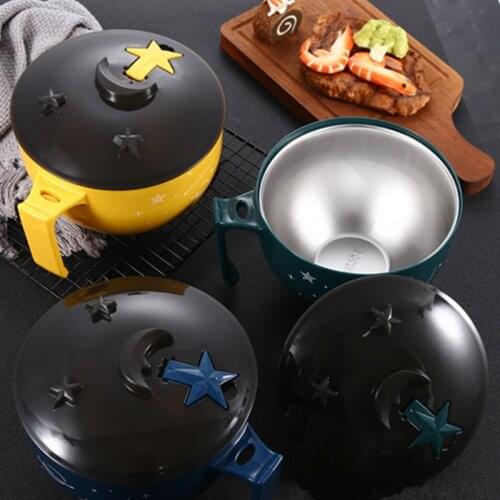 New Starry Sky Ramen Bowl Beautiful Anti-skid Instant Noodle Bowl Built-in Water Filter Function Anti-scalding Kitchenware 1pcs