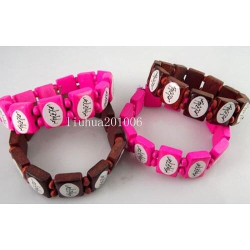 Wholesale 24 pcs Mix colors Elasticity wooden bracelets Fashion Jewelry