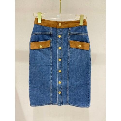 Autumn Casual 2021AW New Women Patchwork Denim Cowboy Skirt For Female Gdnz 6.27