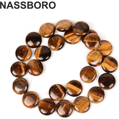 Flat Roud Tiger Eye Beads wholesale Natural Stone Loose Spacer Beads For Jewelry Making Bracelet Necklace Diy Bead Decoration