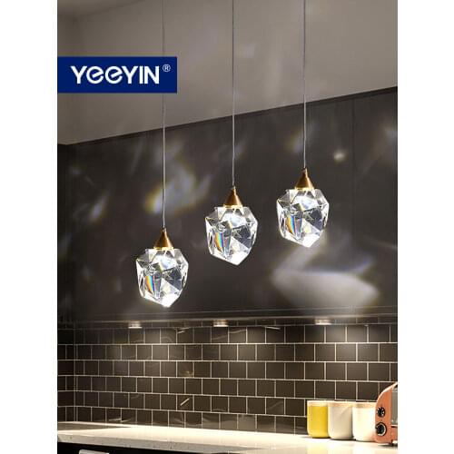 YEEYIN Pendant Lights Luxury Full Copper Crystal Pendant Lamp Luminaire Suspension Decoration Salon Hanging Lamp 3 Heads 220V