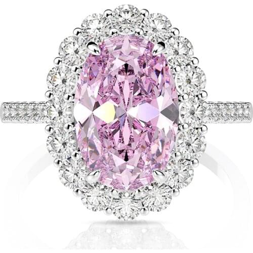 Luxury 100% 925 Sterling Silver Created 8*12mm Oval Wedding Rings For Women Pass Diamond Test High Quality Party Fine Jewelry