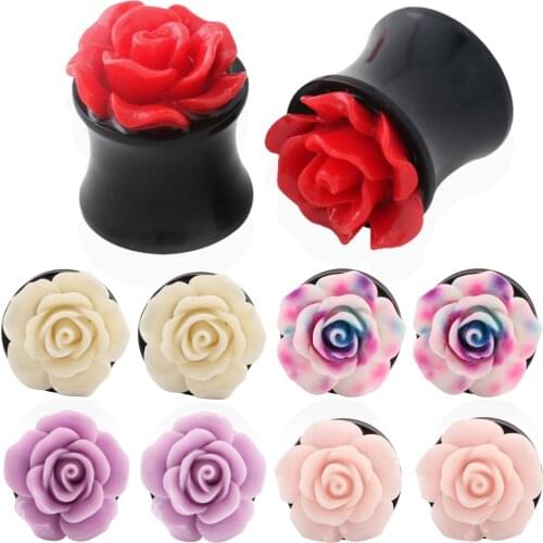 2pcs/lot Acrylic 3D Rose Flower Ear Plugs Tunnels Earring Gauges Ear Flesh Stretcher Expander Piercings Sexy Body Jewelry 8-25mm