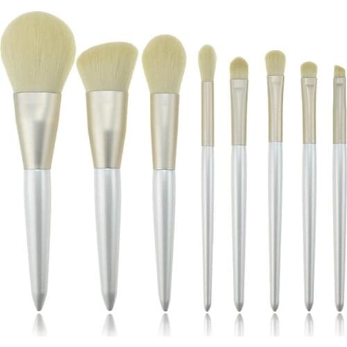 Super Soft 8 Pieces Fiber Wool Face Powder Eyeshadow Cosmetic Makeup Brush Set E845