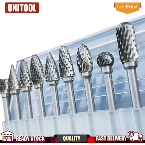 10pcs tungsten carbide drill bits for metal burr tungstenio burs cnc milling cutter dremel mini cone drill set accessories