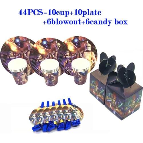 Star Wars Theme Birthday Party Decorations Kids Disposable Cup Plates Candy Box Party Supplies Tableware Boys Toy Blowout Favors