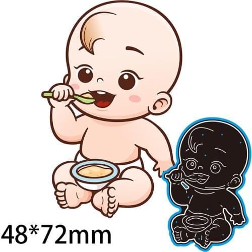 Cutting Dies Baby Eating Stencil Craft for Scrapbook Stamps Dies Embossing Paper Gift Card 48*72mm