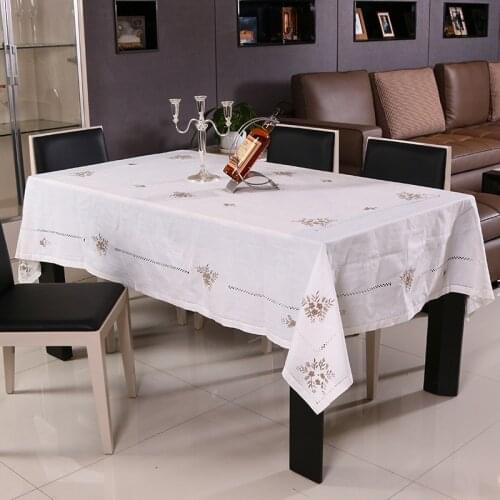 Japanese-style Simple Hand-embroidered Tablecloth Pastoral Style Cotton Linen Cloth Art Solid Color Household Tablecloth