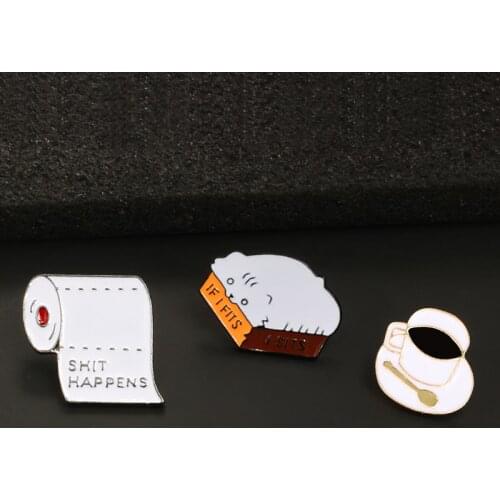 Creative Restaurant Waiters Brooch Boutique Coffee Napkin Paper Alloy Badge Pins for Women Men Lapel Bag Child Fashion Jewelry