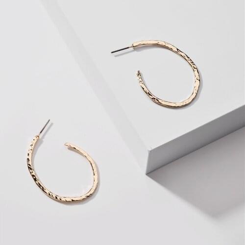 LUNA CHIAO Gold Silver Color Simple Chic Style Metal Hoop Earrings for Women