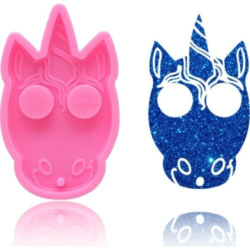 1 Pc Classic Style Crystal Epoxy Mirror Unicorn DIY Keychain Pendant Accessories Fondant Cake Decoration Baking Silicone Mold