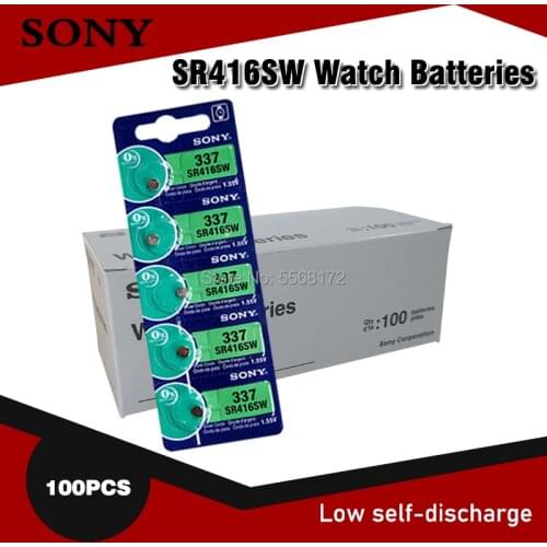 100PCS Original SONY 337 SR416SW LR416 1.55V Silver oxide Button Coin Cell Batteries For watch Calculator MADE IN JAPAN 0%Hg