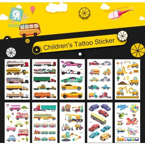 12.5x7cm Fashion Small Bus Wateproof Temporary Tattoo kids Cartoon Toy Car Tattoo Stickers Children Boy Gril Fake Flash Tatoo