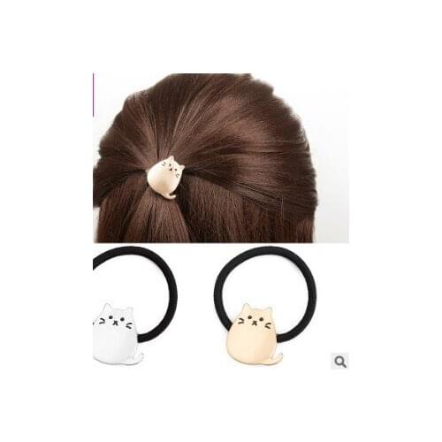 120pcs/lot DIY Golden Sliver Alloy Scrub Hair Rings LOFTEX Cartoon Animals Cats Rubber Bands Styling Tools Accessories HA604