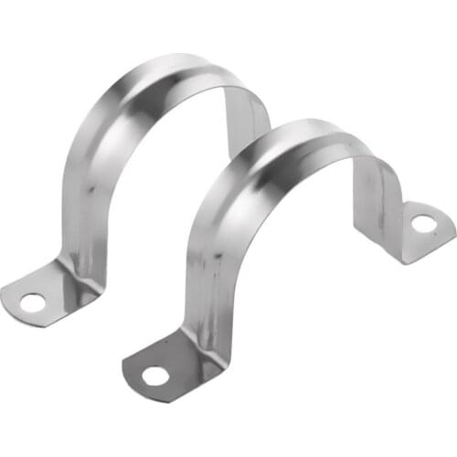 2 pieces durable and high quality Stainless Steel U-shaped Pipe Clamps, Half Pipe for Pipe Fittings Pipe Clamp -80mm silver tone