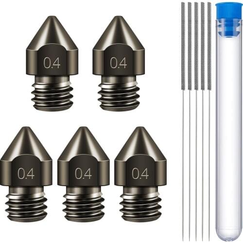 5pcs 3D Hardened Steel MK8 Nozzle High Temperature Resistance Upgraded Tungsten All Metal Nozzle for Ender 3 3Pro CR-10
