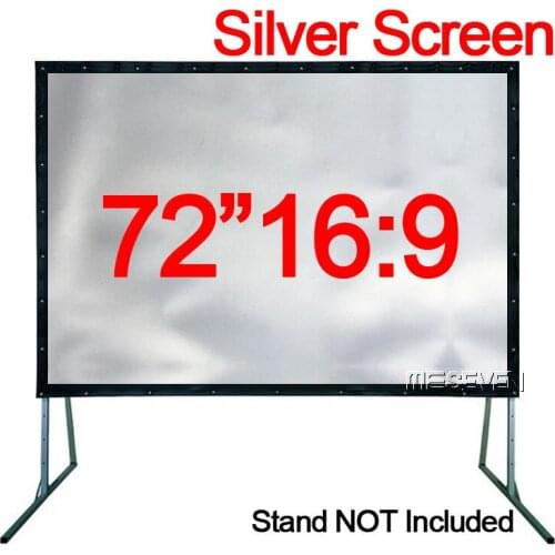 72 inches 16:9 Portable Lightweight PVC Soft Silver Projection Screen for 3D DLP Home Movie Projector with Eyelets without Frame