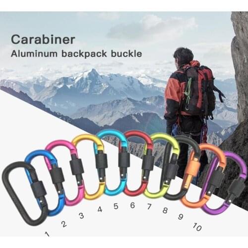 8cm Climbing Button Keychain Carabiner Camping Hiking Hook Aluminum Alloy Outdoor Sport Safety Buckle Fishinig Acessories Safety