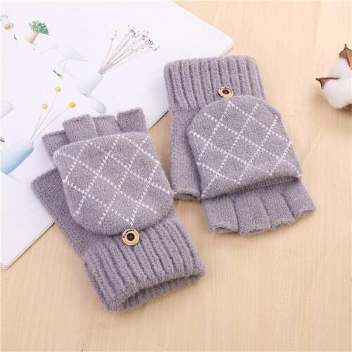 Freeshipping 3 pairs Ladies boutique magic gloves winter new ladies half-finger clamshell gloves jacquard knitted warm gloves