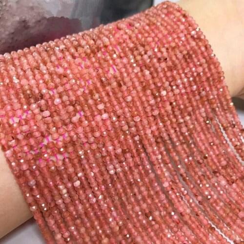 Loose beads red roundel faceted Rhodochrosite 3*2mm 14" for DIY jewelry making FPPJ wholesale beads nature gem stone