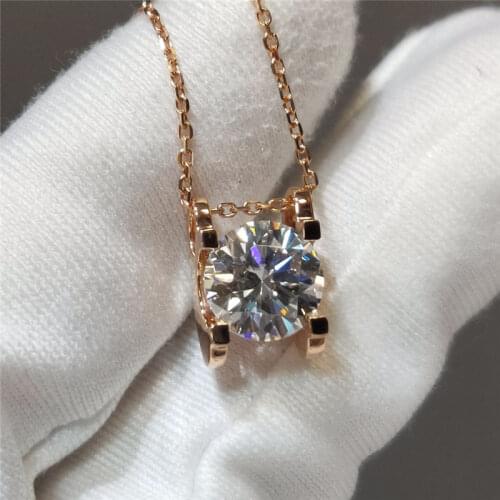 Geoki 18K Rose Gold Covered 1-2 Ct Perfect Cut D Color VVS1 Moissanite Cow Head Pendant Necklace 925 Sterling Silver Chain
