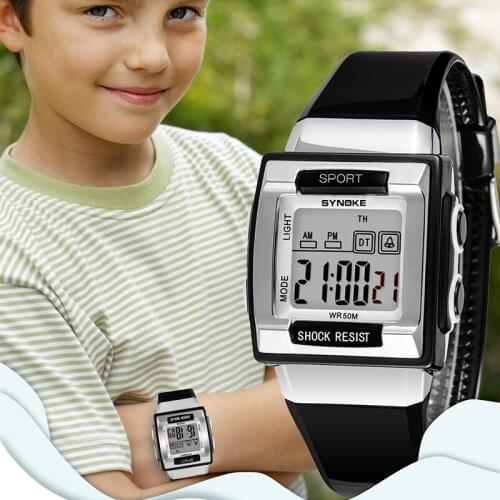 SYNOKE Children Watch Sport Student Kids Watches Black Color Clock LED Digital Electronic Clock Simple Boy Girl Wristwatch Gift