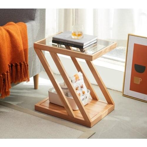 Louis Fashion Tea Table Nordic Simple Modern Living Room Tempered Glass Creative Oak