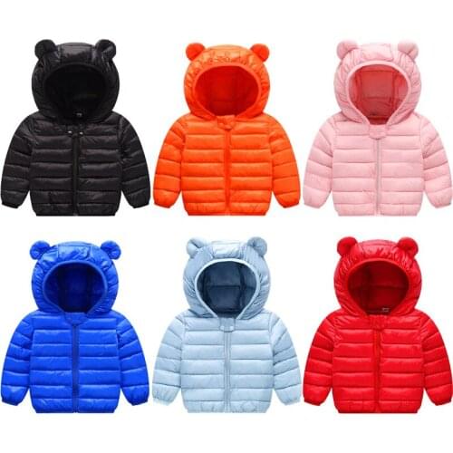 Baby Kids Outerwear Infants Boys Girls Hooded Jacket with Ear Coats Child Clothing Light Cotton-Padded Clothes Autumn Winter