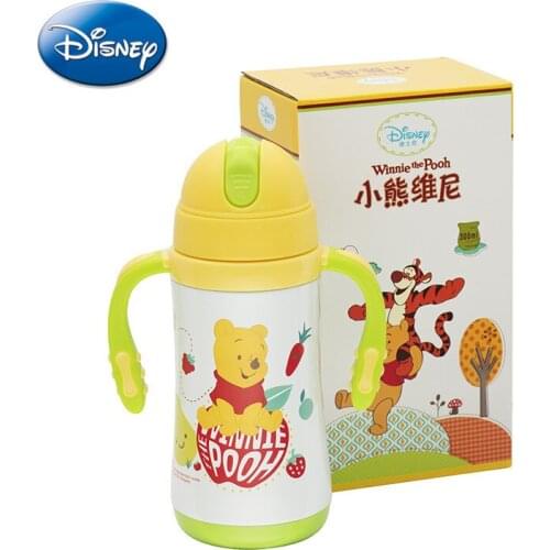 Disney Stainless Steel Thermos Cup Creative Double-Handle Learning Cup Child 300ml Straw Cup
