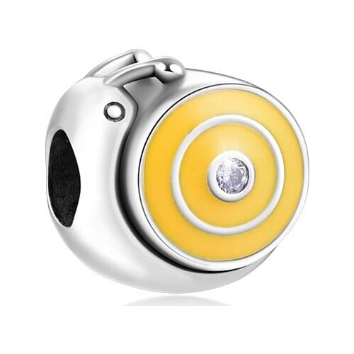 Fandola CKK Turbo Snail Charm, Yellow Enamel 925 Sterling Silver Fits Pandora Bracelet Charms Jewelry Making Gift for Women