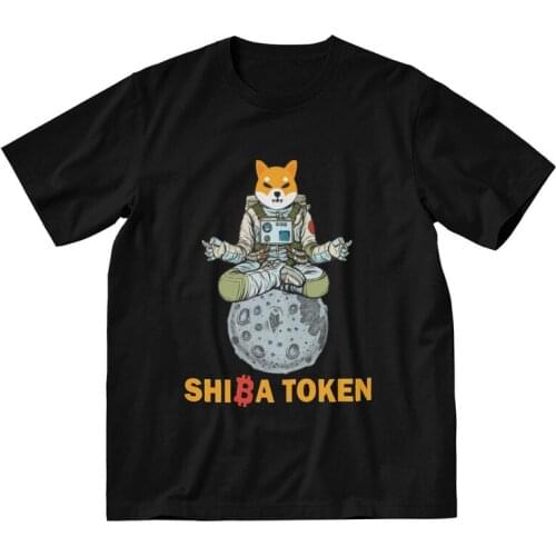 Shiba Inu Token Coin Crypto Spaceman T-Shirts Men Fashion T Shirt Short Sleeve Dogecoin Bitcoin Tshirt Cotton Tees Top Clothing