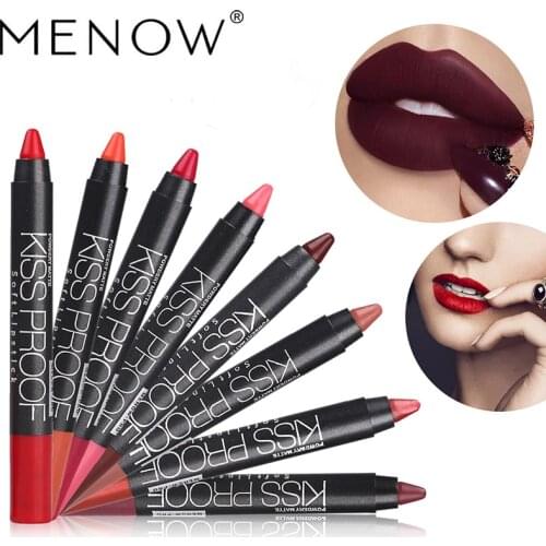 MENOW 19 Color 1 Piece Sexy Beauty Waterproof Lipstick Pen Lasting Waterproof Lipstick Gift KISS PROOF Pencil Beauty Cosmetic