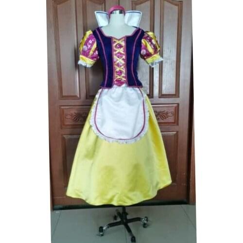 Princess Snow Cosplay Costume Adult Women Role-playing Apron Dress Fantasy Halloween Carnival Ball Gown