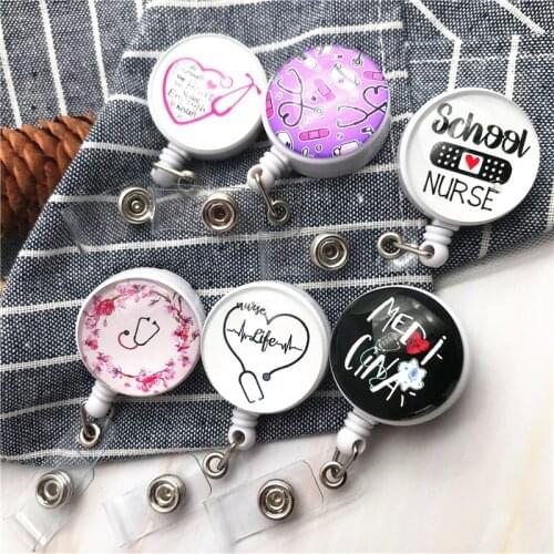 Doctors Nurses Mini Stethoscope Retractable Badge Card Holder Reel Exhibition Enfermera Name Hospital school Office Chest Card