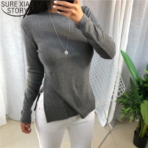 Solid Split Tshirt Casual Wool Bottoming T-shirts Long Sleeve Shirts Women Korean Fashion Clothing Classical Ropa De Mujer 10708