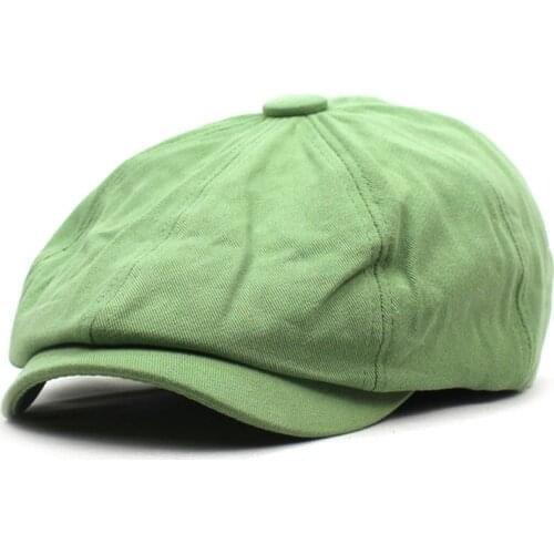 Solid Cotton Newsboy Caps Men Flat Peaked Cap Women Painter Beret Hats 30