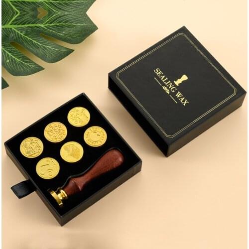 7PCS different patterns gift box fire lacquer seal set suitable for student envelope wedding invitation gifts, etc