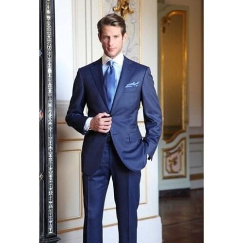 Custom Made Royal Blue Groom Tuxedos Regular (Jacket+Pants) Custom 2021 Wedding Formal Men Suits Bridegroom Prom Business Suit