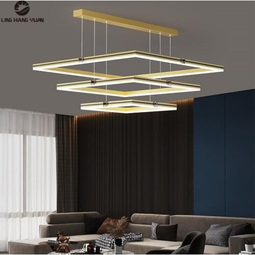 Modern Led Chandelier Square Ceiling Chandelier Lighting for Living room Dining room Kitchen Bedroom Hanging Chandelier Lamps