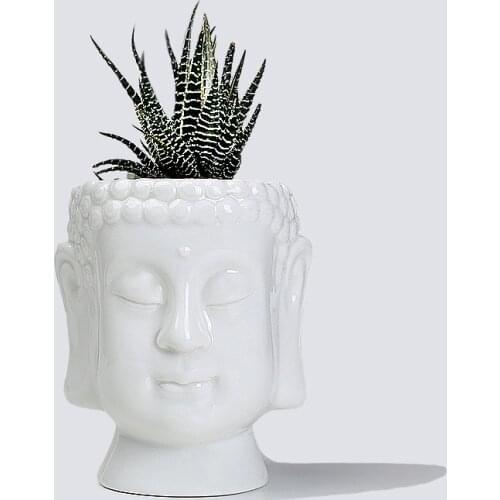 Buddha Statue Flowerpot Succulent Plant Pot Planter Plants Potted Home Decor Ceramic Vase Desktop Ornaments Gardening Supplies