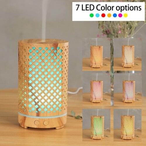 Ultrasonic Mini Air Humidifier Electric Aroma Essential Oil Diffuser Retro Hollow Fogger Mist Maker Purifier with LED Night Lamp