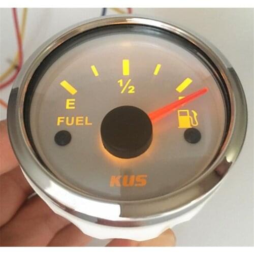 Pack of 1 52mm Marine Pointer Fuel Level Meters 0-190ohm / 240-33ohm Input Signal Fuel Level Gauges with Red or Yellow Backlight