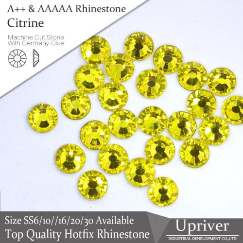 Upriver A++ 1440pcs/288pcs Attractive Bright Strass Flatback Citrine SS6-SS30 Hotfix Rhinestones For Shoes Decoration