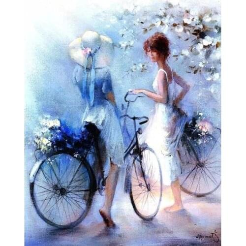 5d bicycle Diamond Paint Elegant Woman Diamand Embroidery Painting Beauty Rhinestone Picture Wall Sticker New Hobby Diamond Dotz