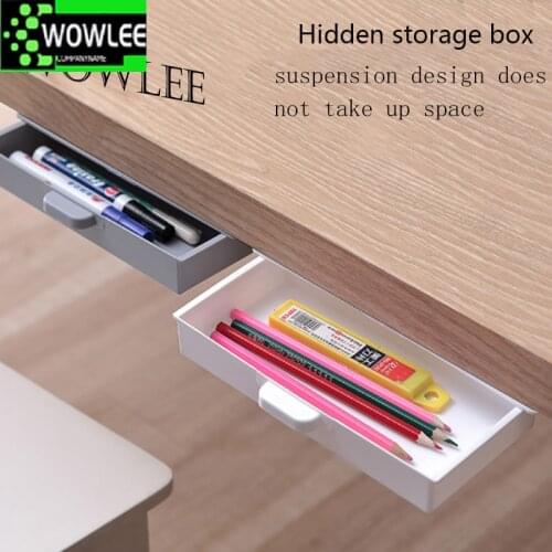 Under Desk Storage Box Invisible Drawer Bottom Paste Type Finishing Dtudent Dormitory top Creative Dtationery