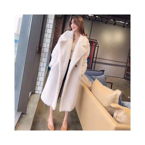Women 100% Real Sheep Shearling Coat Casual Jacket Autumn Winter Long Sleeve Lapel Fur Outerwear Female Wool Teddy Bear Jacket