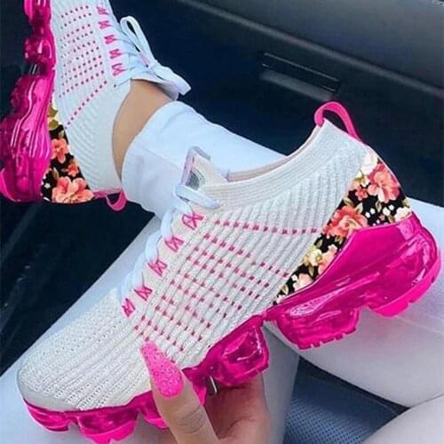 2021 New Spring Women Running Shoes Breathable Couples Sock Sport Sneakers Women Lace Up Walking Shoes Outdoor Footwear