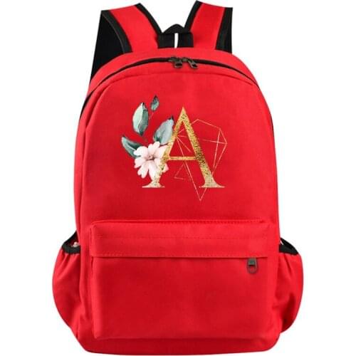26 English Letters Backpack Bags For Women Backpack Shoulders package Satchel Student Backpacks Casual Laptop Mochilas Red