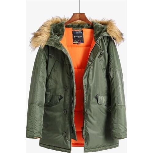 N-3B Winter Coat Men Fur Hood Slim Fit Thick Parka Padded Military Jacket for Cold Weather Men Winter Jackets